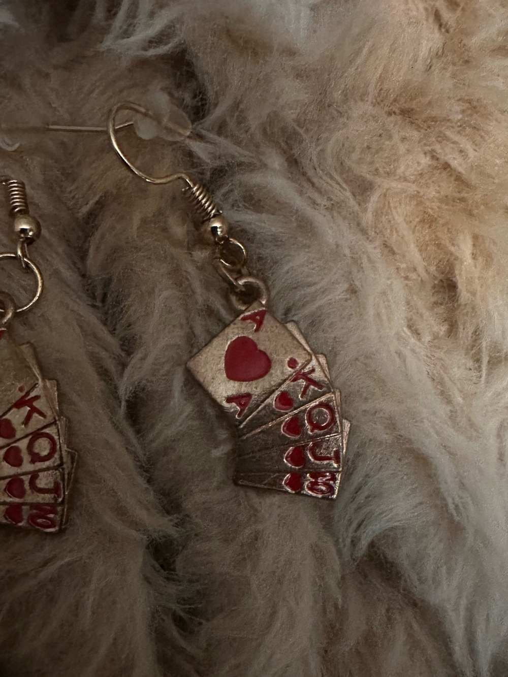 2 pair Playing Card Suit Earrings - Black & Red - Picture 5 of 5